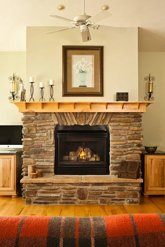 Custom stone work and fireplace installation in Glen Arbor, Michigan